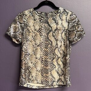 Elie Tahari Black and Beige Snake-Print Blouse